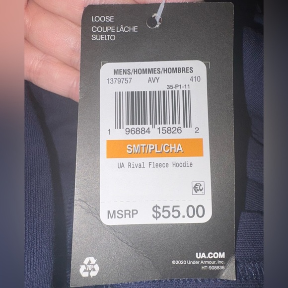 Under Armour Men’s Rival Fleece Hoodie Size Small - Picture 5 of 5